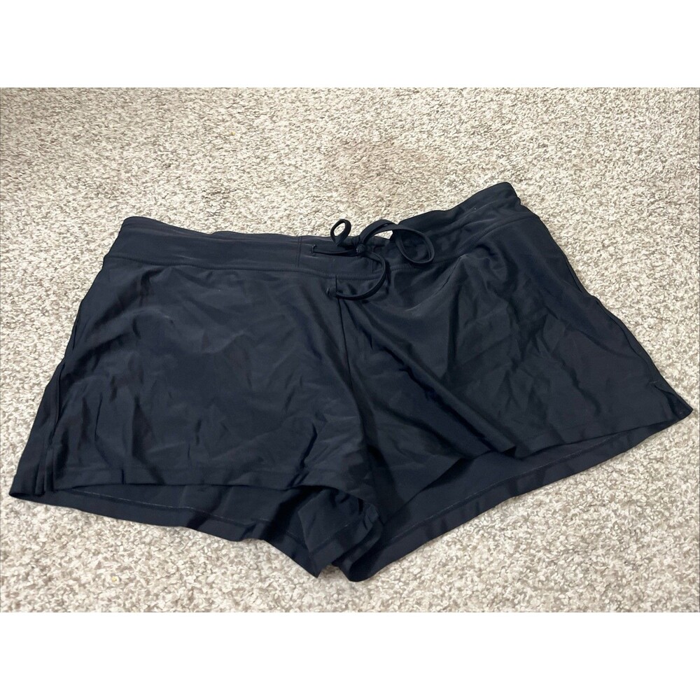 Kona Sol Active Swim Shorts Size Large Black Drawstring Inner Lining Pocket Lg
